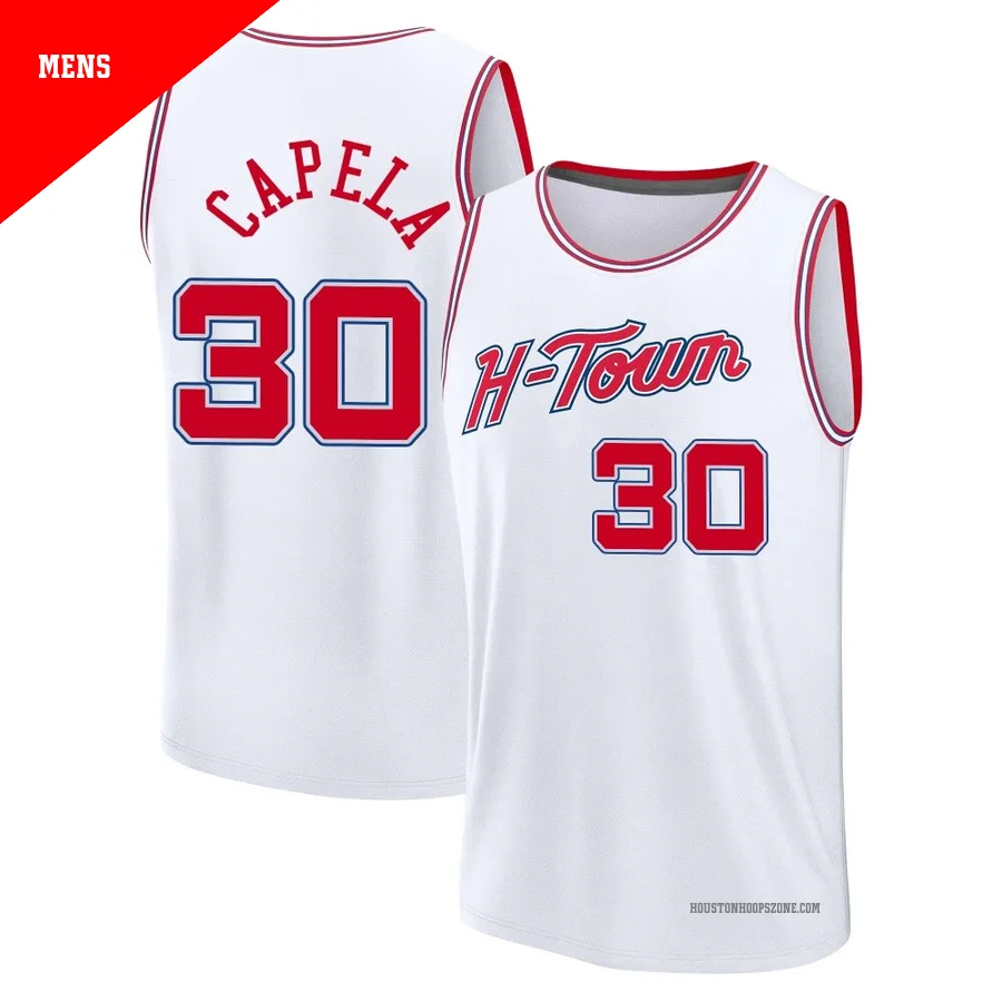 Men's Houston Rockets Clint Capela ＃30 2025/26 Fast Break White City Edition Jersey