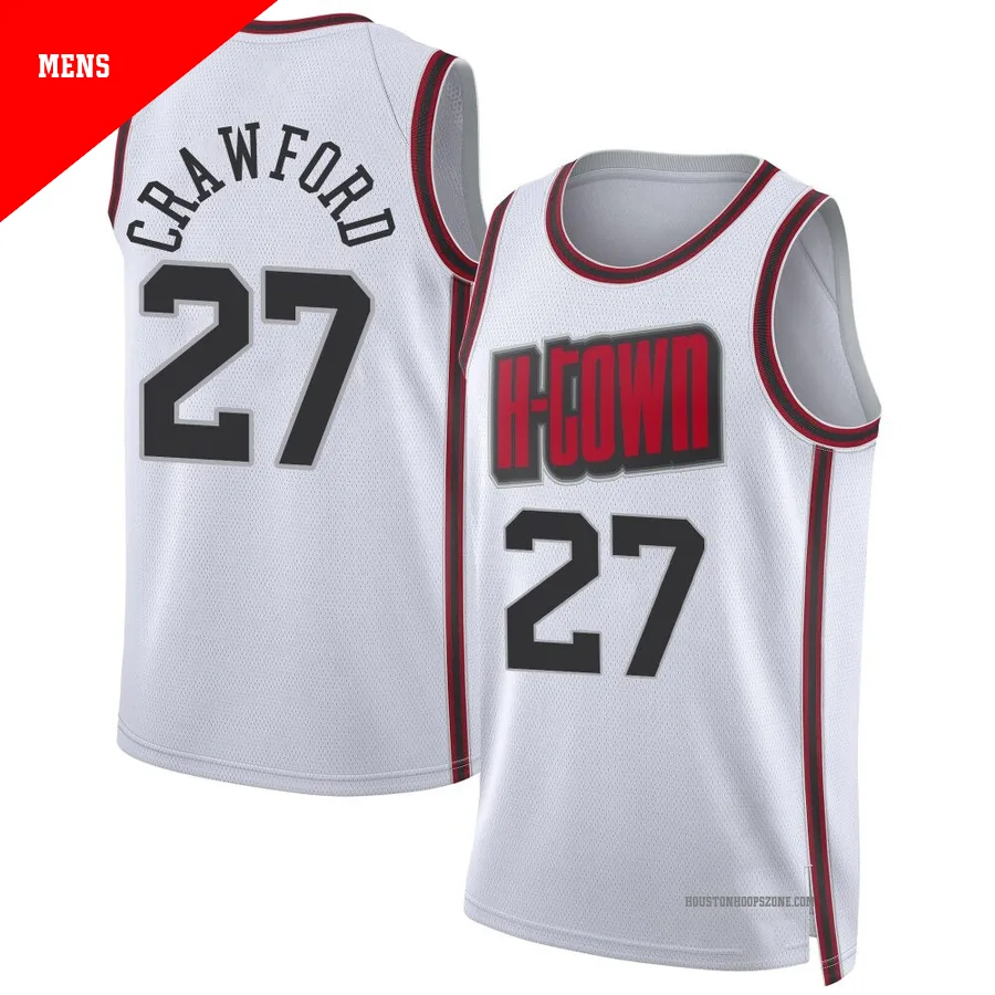 Men's Houston Rockets Isaiah Crawford ＃27 2024/25 Swingman White City Edition Jersey