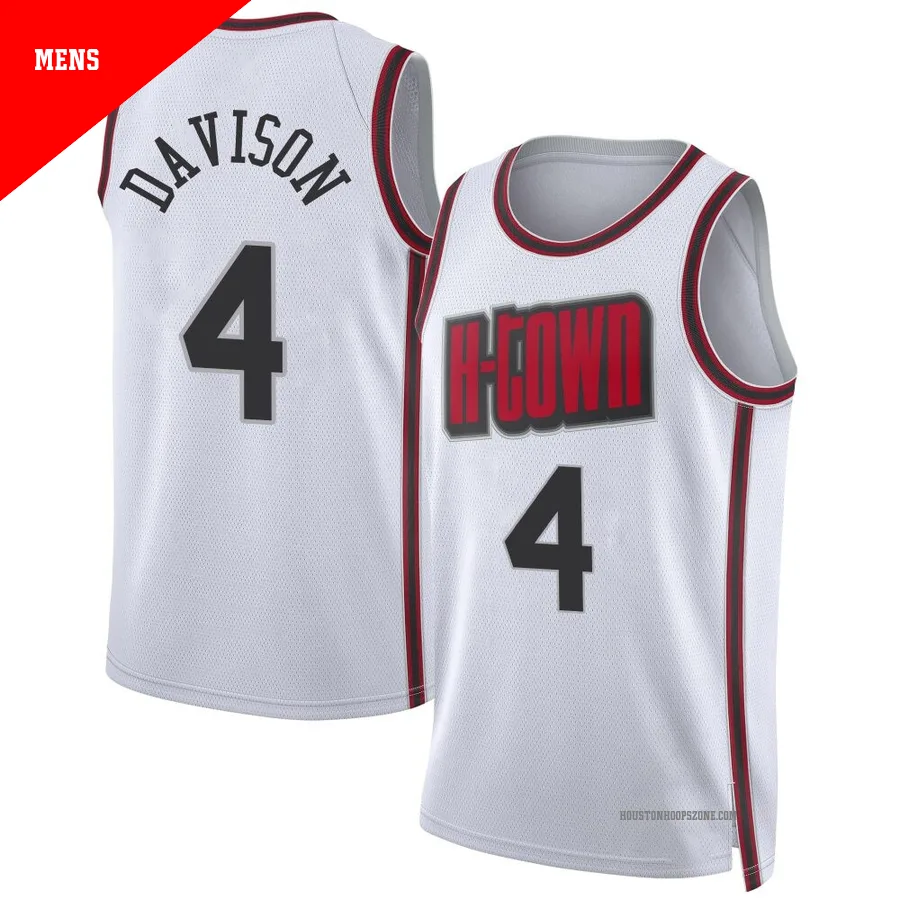 Men's Houston Rockets JD Davison ＃4 2024/25 Swingman White City Edition Jersey