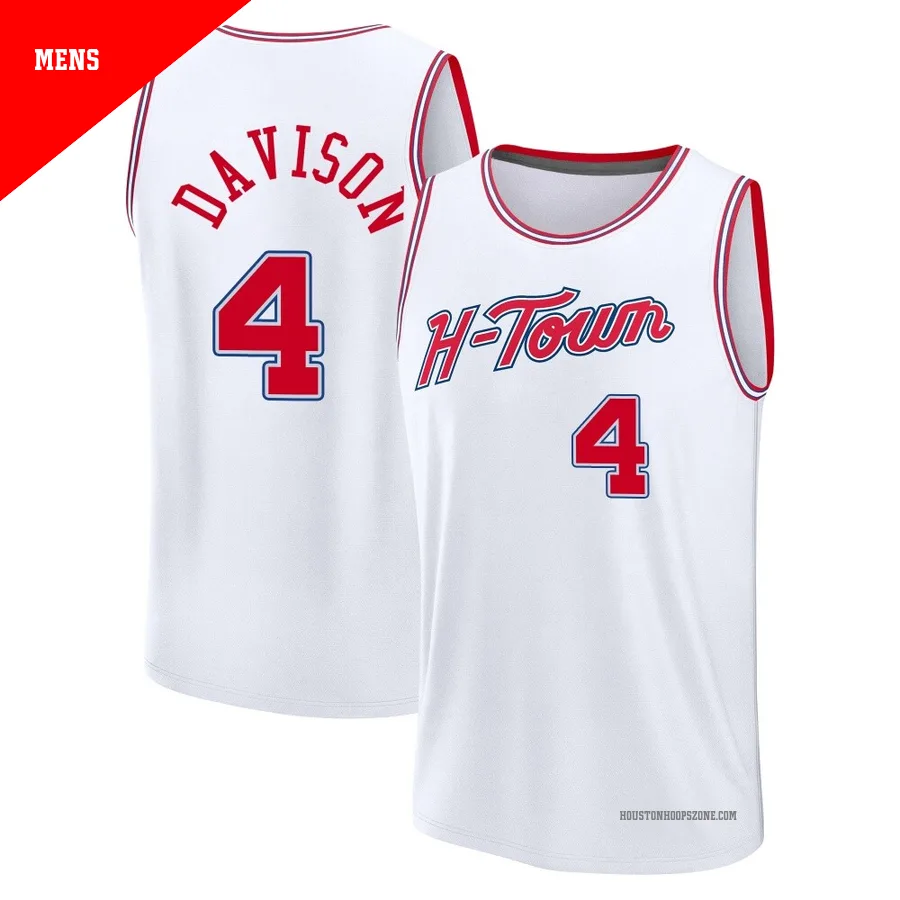 Men's Houston Rockets JD Davison ＃4 2025/26 Fast Break White City Edition Jersey