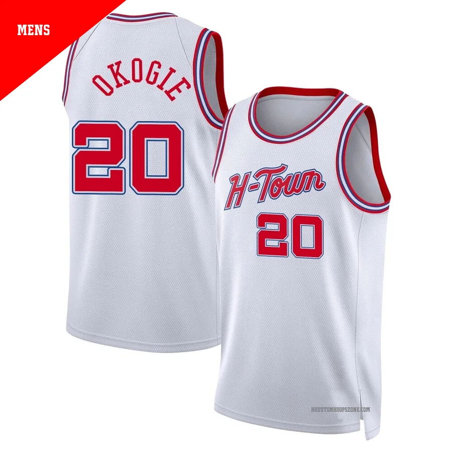 Men's Houston Rockets Josh Okogie ＃20 2025/26 Swingman White City Edition Jersey