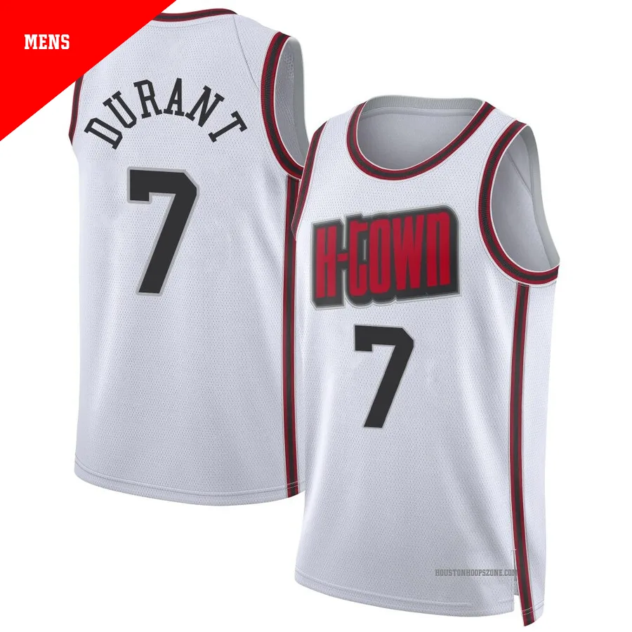 Men's Houston Rockets Kevin Durant ＃7 2024/25 Swingman White City Edition Jersey