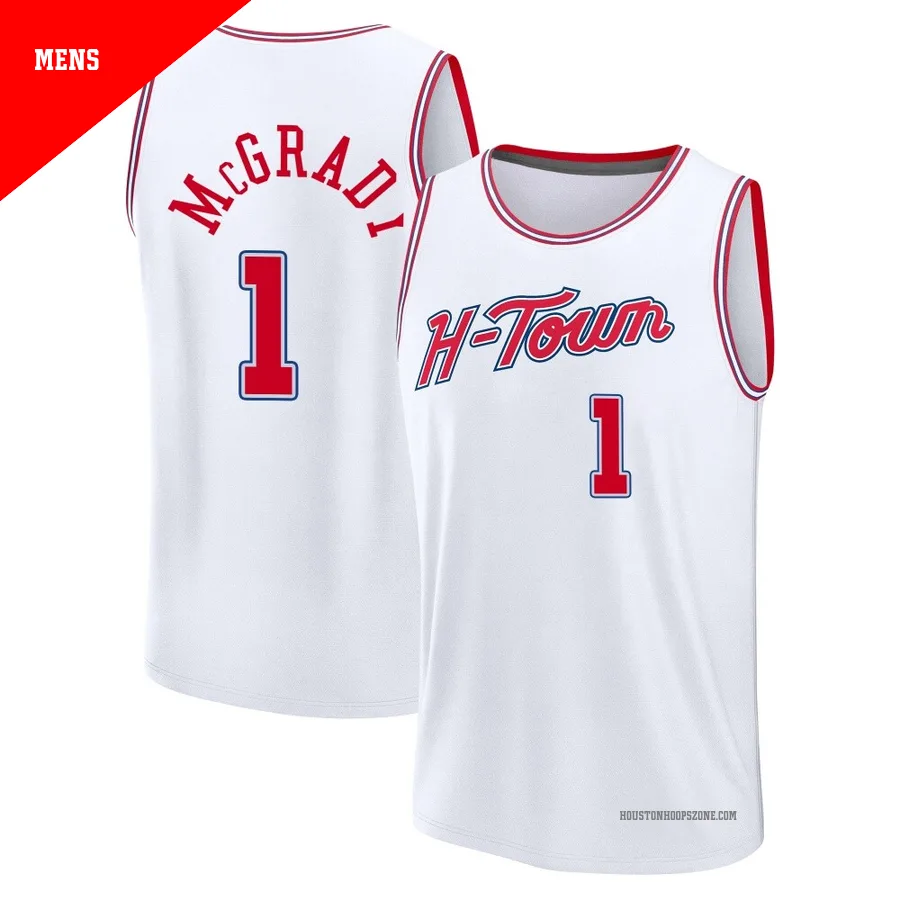 Men's Houston Rockets Tracy McGrady ＃1 2025/26 Fast Break White City Edition Jersey