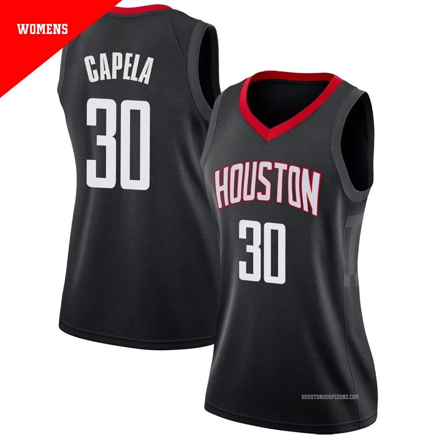 Women's Houston Rockets Clint Capela ＃30 Black Swingman Jersey - Statement Edition