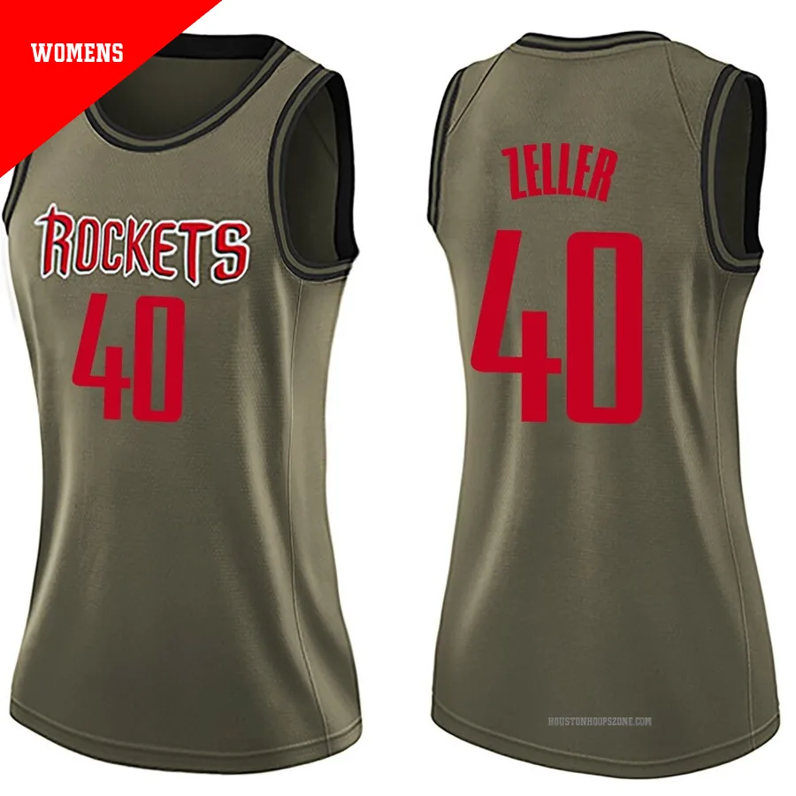 Women's Houston Rockets Cody Zeller ＃40 Green Swingman Salute to Service Jersey