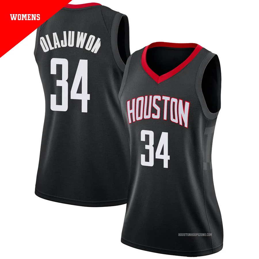Women's Houston Rockets Hakeem Olajuwon ＃34 Black Swingman Jersey - Statement Edition