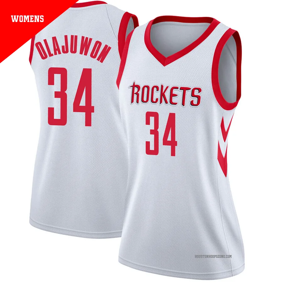 Women's Houston Rockets Hakeem Olajuwon ＃34 White Swingman Jersey - Association Edition