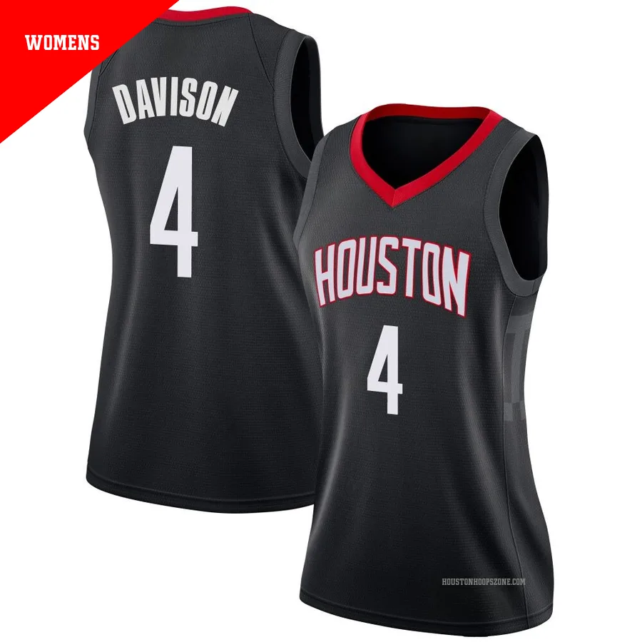Women's Houston Rockets JD Davison ＃4 Black Swingman Jersey - Statement Edition