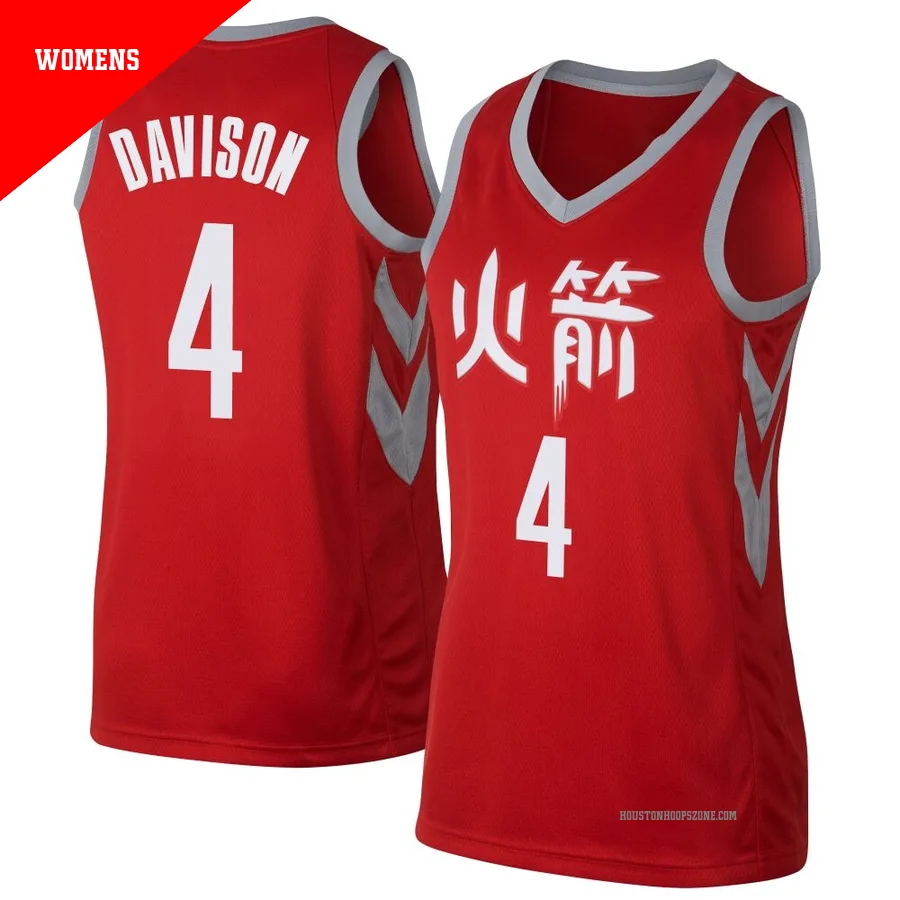 Women's Houston Rockets JD Davison ＃4 Red Swingman Jersey - City Edition