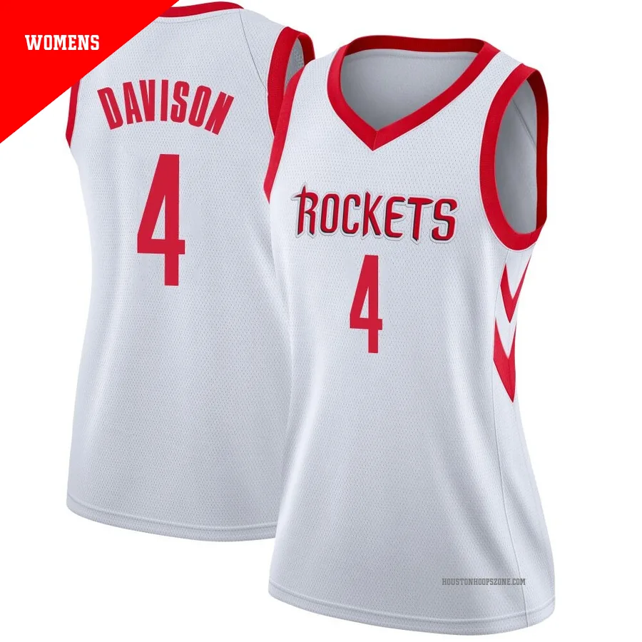 Women's Houston Rockets JD Davison ＃4 White Swingman Jersey - Association Edition