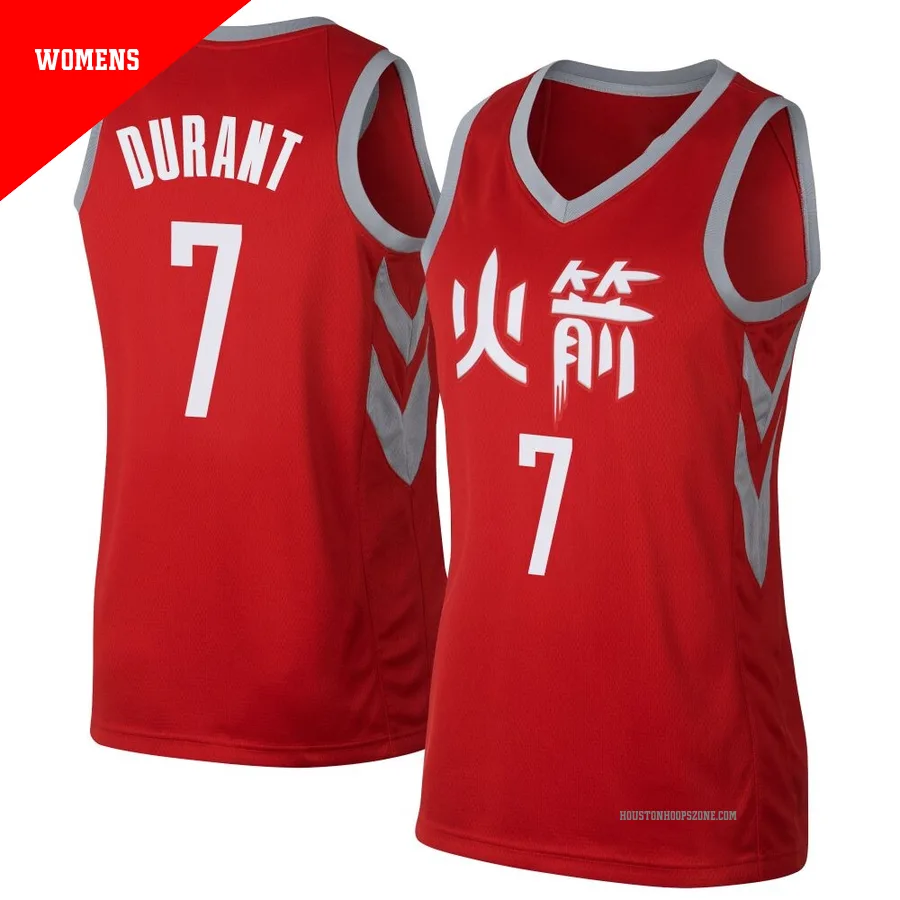 Women's Houston Rockets Kevin Durant ＃7 Red Swingman Jersey - City Edition