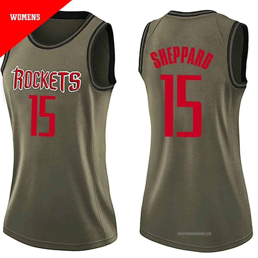 Women's Houston Rockets Reed Sheppard ＃15 Green Swingman Salute to Service Jersey