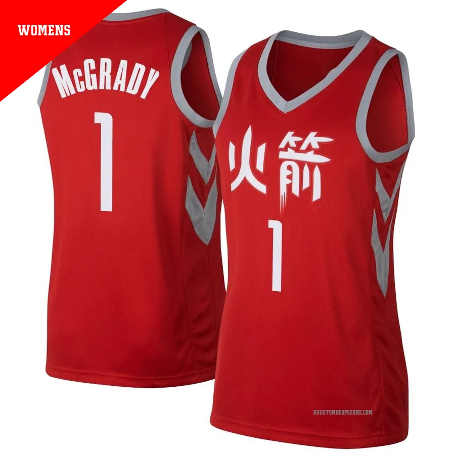 Women's Houston Rockets Tracy McGrady ＃1 Red Swingman Jersey - City Edition