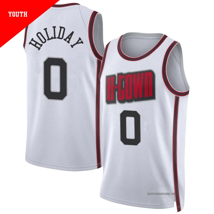 Youth Houston Rockets Aaron Holiday ＃0 2024/25 Swingman White City Edition Jersey