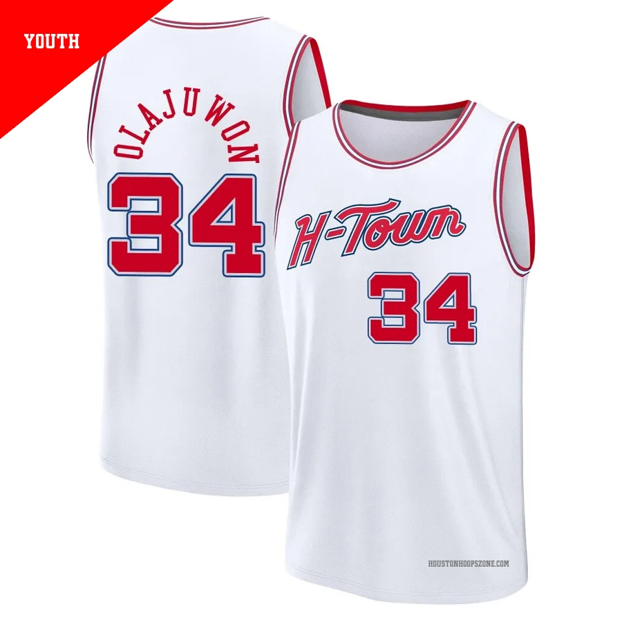 Youth Houston Rockets Hakeem Olajuwon ＃34 2025/26 Fast Break White City Edition Jersey