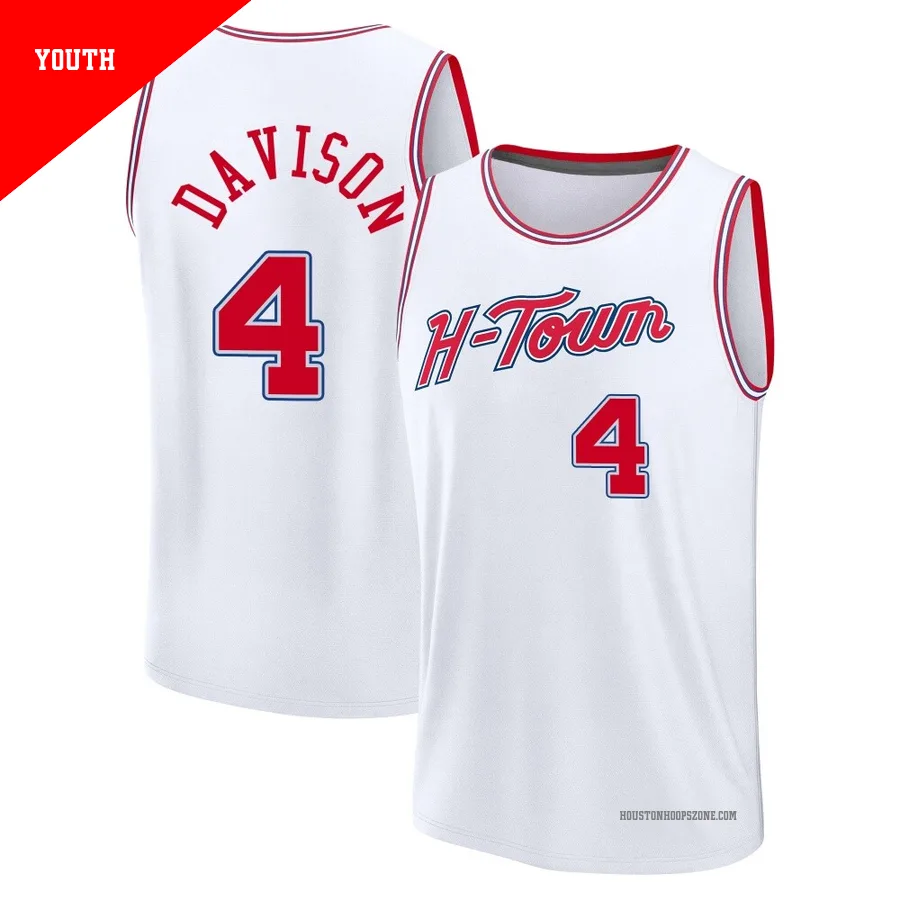 Youth Houston Rockets JD Davison ＃4 2025/26 Fast Break White City Edition Jersey