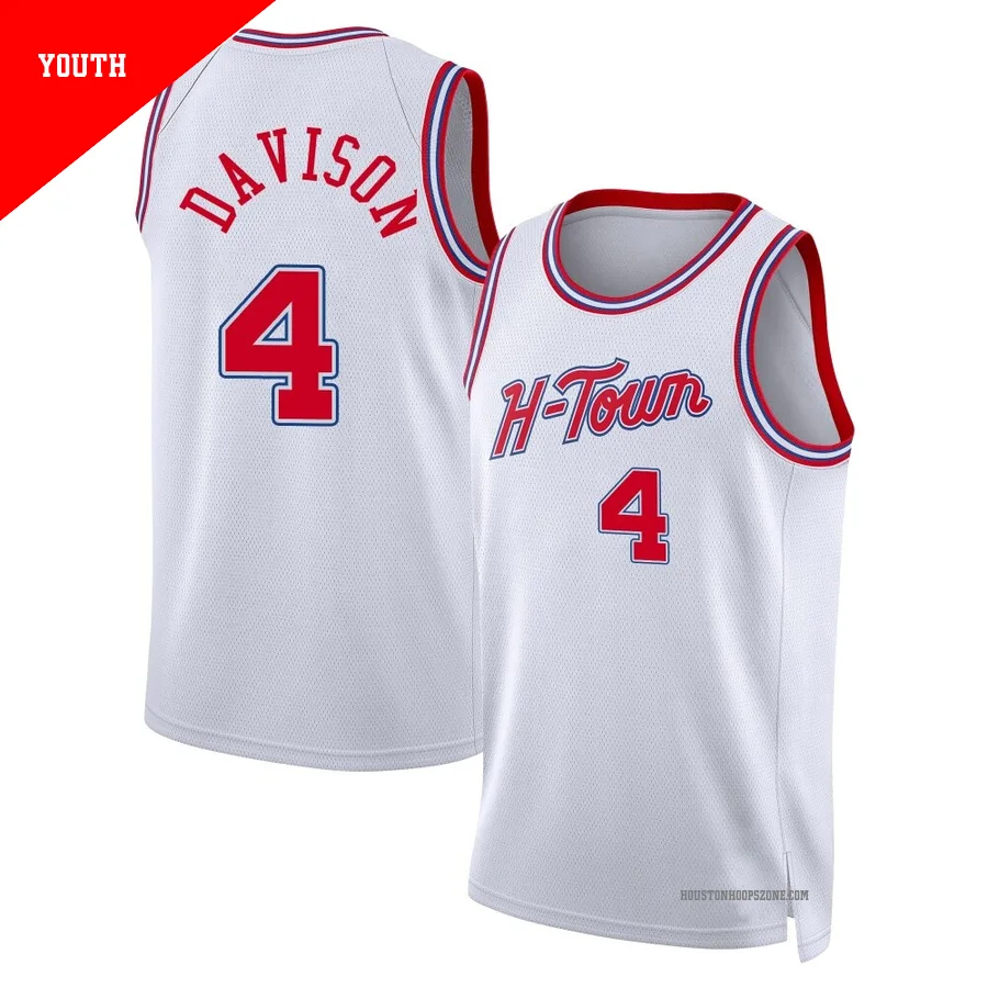 Youth Houston Rockets JD Davison ＃4 2025/26 Swingman White City Edition Jersey