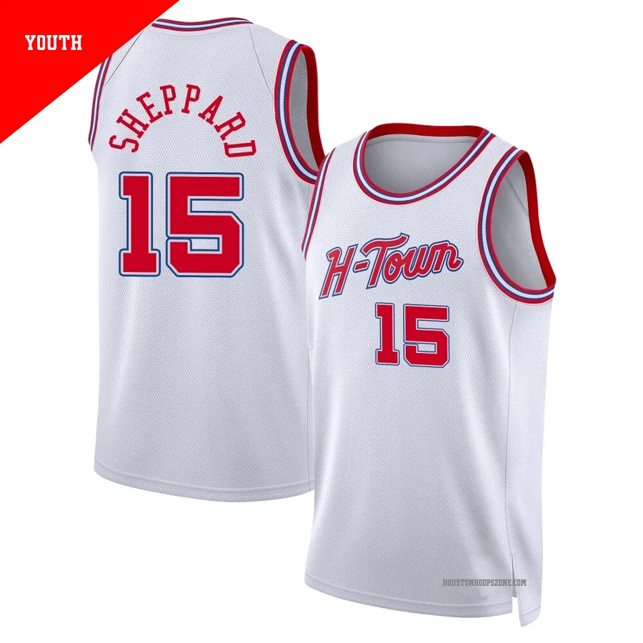 Youth Houston Rockets Reed Sheppard ＃15 2025/26 Swingman White City Edition Jersey