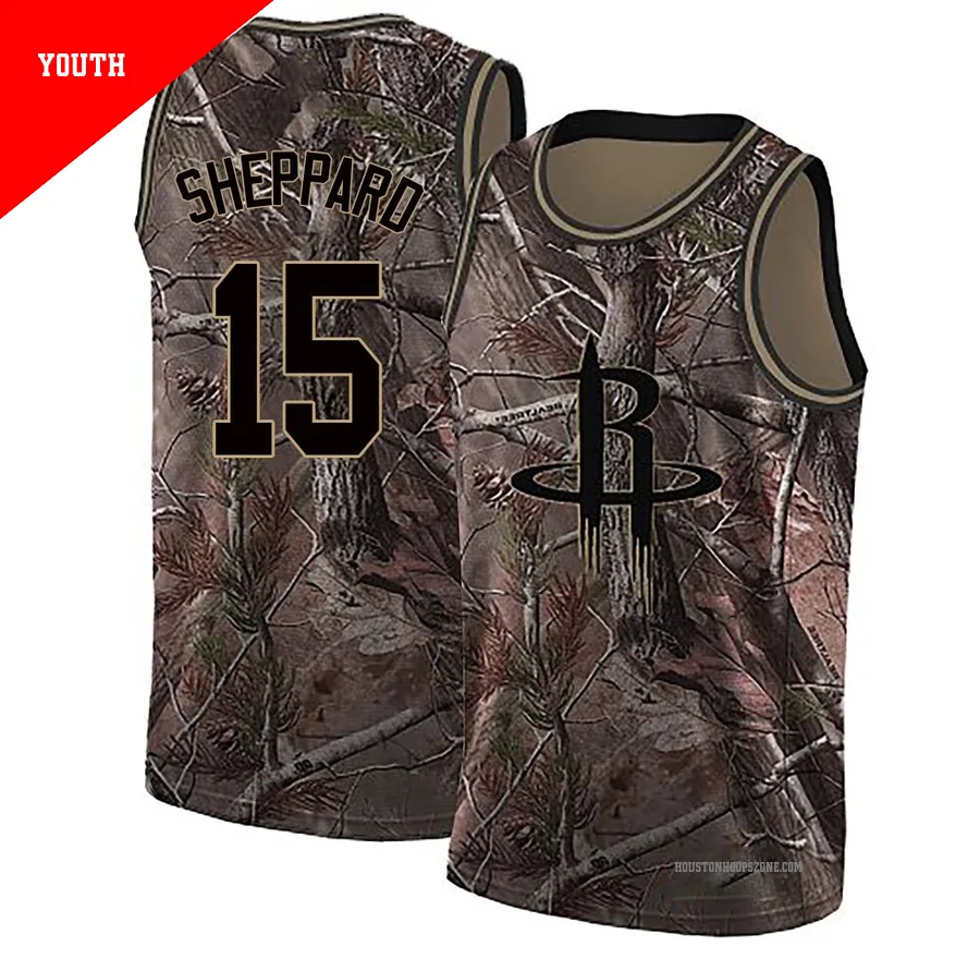 Youth Houston Rockets Reed Sheppard ＃15 Camo Swingman Realtree Collection Jersey