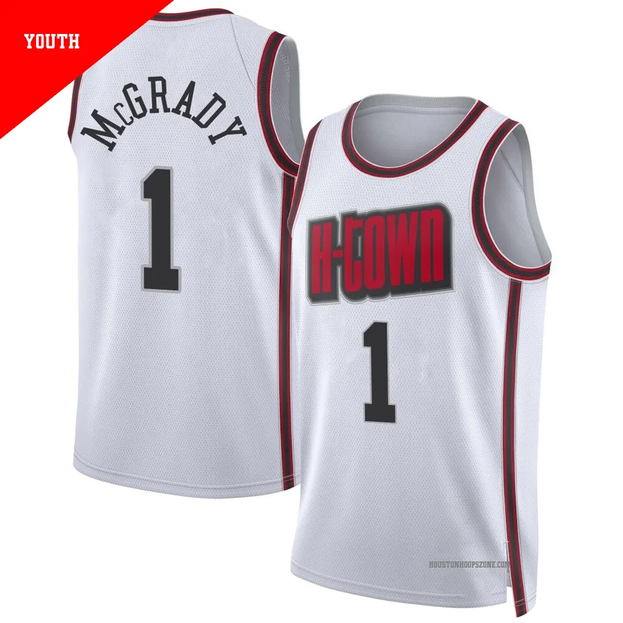 Youth Houston Rockets Tracy McGrady ＃1 2024/25 Swingman White City Edition Jersey