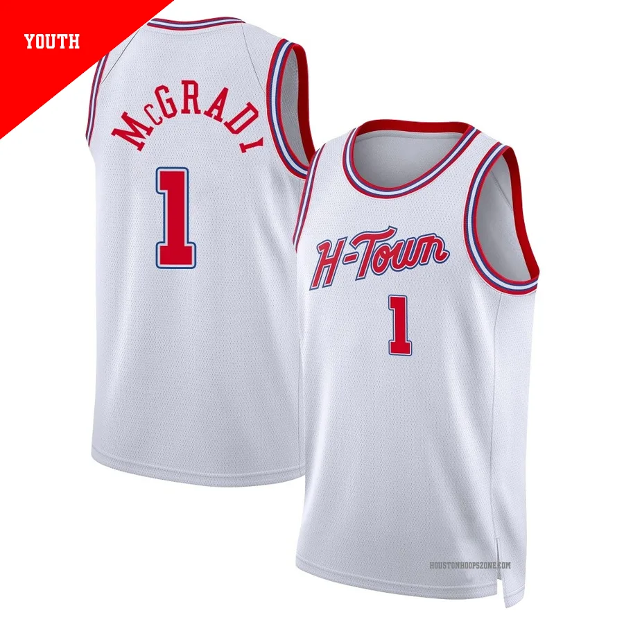 Youth Houston Rockets Tracy McGrady ＃1 2025/26 Swingman White City Edition Jersey
